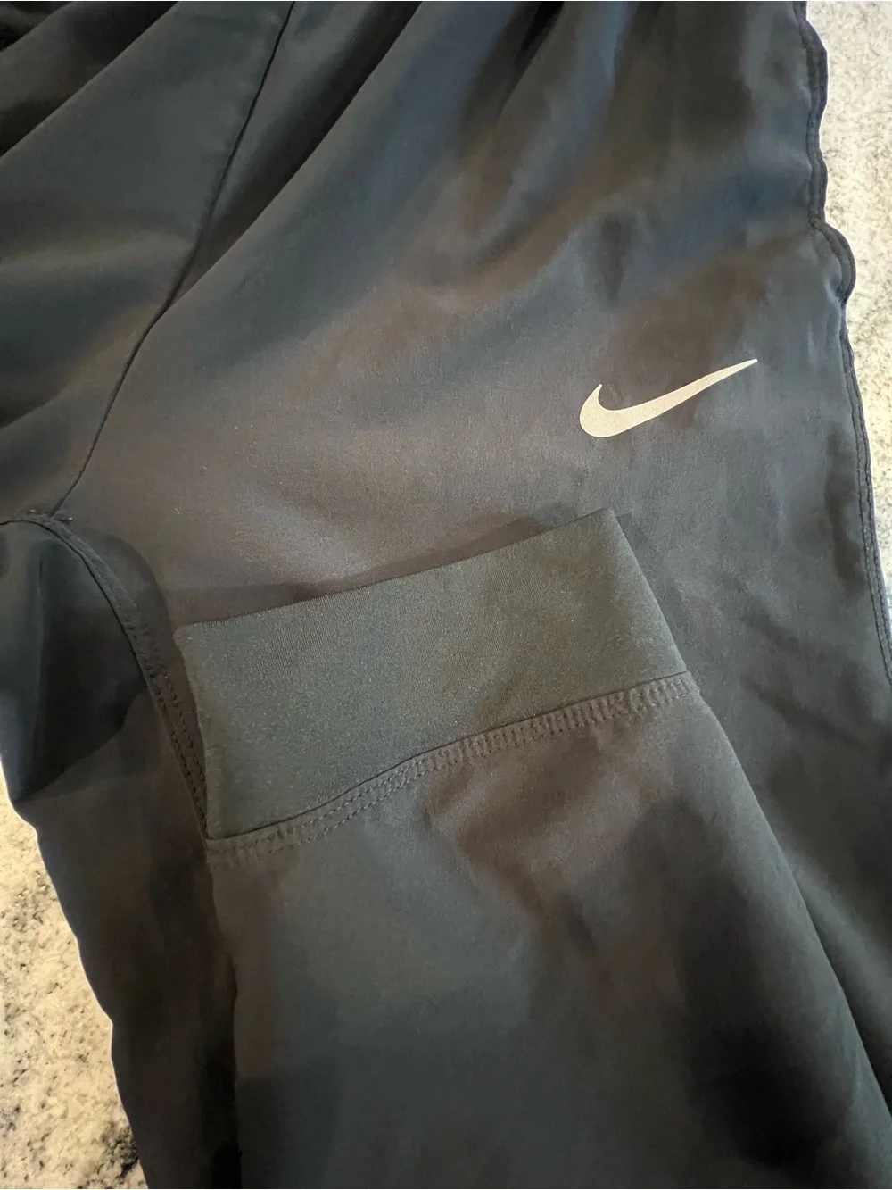 Nike Black Workout Track Pants with Silver Swoosh & pockets